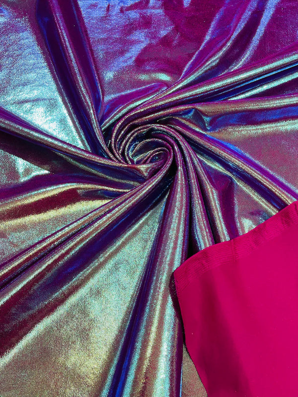 Mystique Foil Fabric - Magenta - 58/60" 4 Way Stretch Iridescent Foggy Foil Fabric Nylon/Spandex By Yard