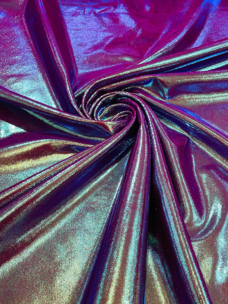 Mystique Foil Fabric - Magenta - 58/60" 4 Way Stretch Iridescent Foggy Foil Fabric Nylon/Spandex By Yard