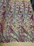 Multi-Color Sequins Design - Magenta Iridescent - 4 Way Stretch Sequins Fabric By The Yard