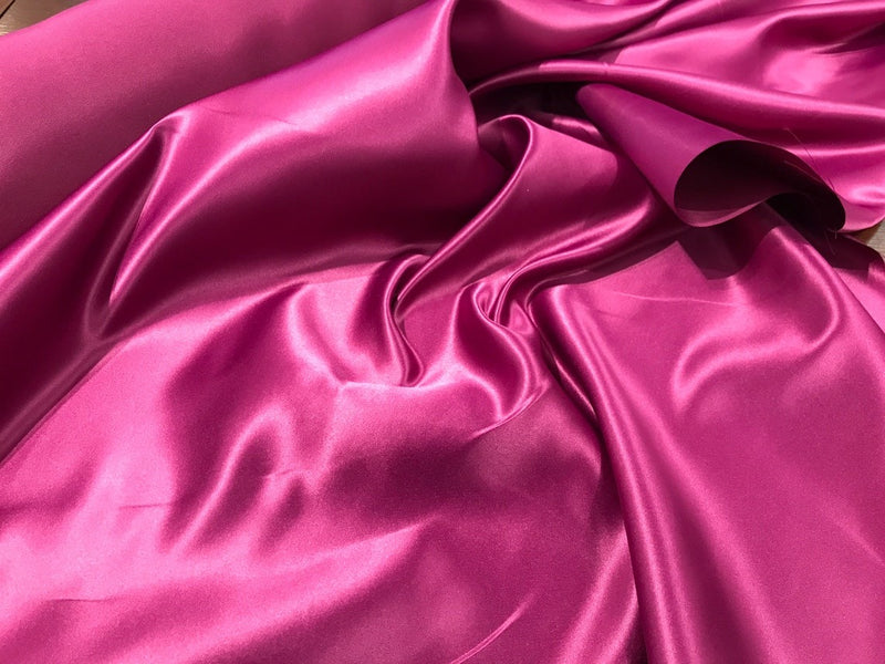 58/59" Satin Fabric Matte L'Amour - Magenta - (Peau de Soie) Duchess Dress Satin Fabric By The Yard