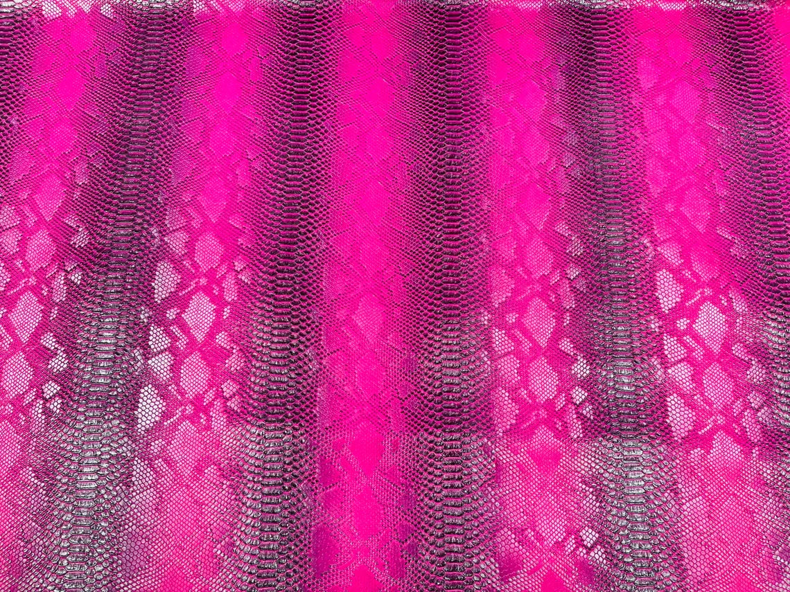Vinyl Fabric - MAGENTA  Faux Viper Snake Skin Leather Upholstery - 3D Scales - By The Yard
