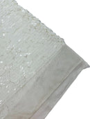 Round Large Sequins - Matte White - Paillette Large Round Sequins Design Fabric By Yard