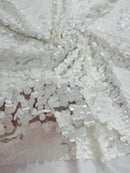 Round Large Sequins - Matte White - Paillette Large Round Sequins Design Fabric By Yard