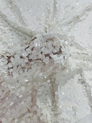 Round Large Sequins - Matte White - Paillette Large Round Sequins Design Fabric By Yard