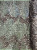 Fringe Sequins Fabric - Mauve - 2 Way Stretch Glamorous Fringe Design on Mesh By Yard