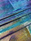 Anaconda Stretch Velvet - Mermaid Green - 58/60" Stretch Velvet Fabric with Anaconda Snake Print By Yard