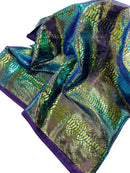 Anaconda Stretch Velvet - Mermaid Green - 58/60" Stretch Velvet Fabric with Anaconda Snake Print By Yard
