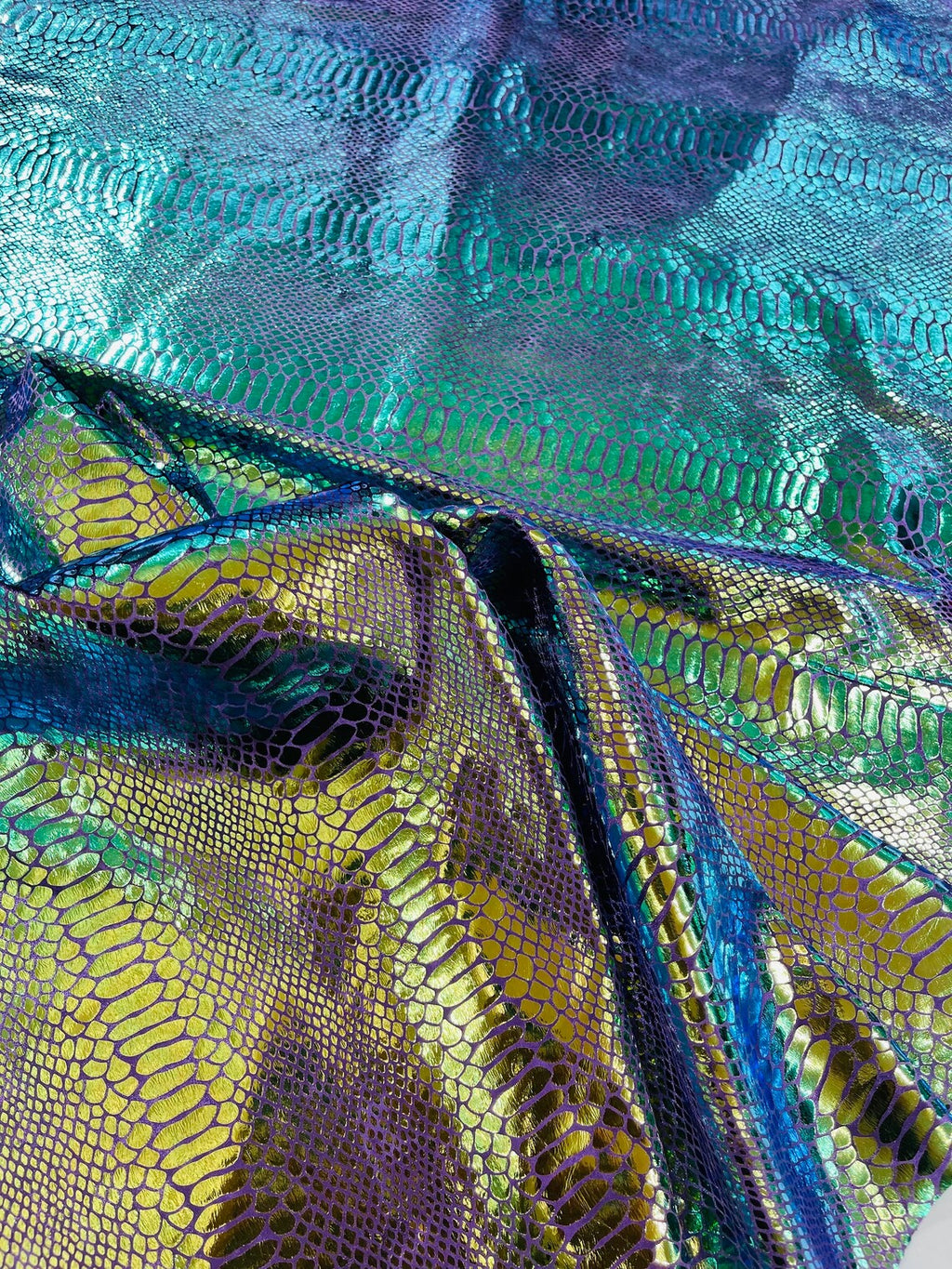 Anaconda Stretch Velvet - Mermaid Green - 58/60" Stretch Velvet Fabric with Anaconda Snake Print By Yard