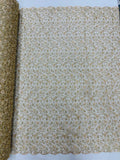 Metallic Floral Lace Fabric - Gold  - Embroidered  Flower Design on Lace Mesh Fabric By Yard