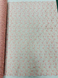 Metallic Floral Lace Fabric - Pink - Embroidered  Flower Design on Lace Mesh Fabric By Yard