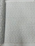 Metallic Floral Lace Fabric - White/Silver - Embroidered  Flower Design on Lace Mesh Fabric By Yard