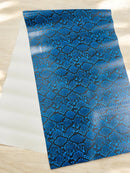 Snake Python Faux Leather Vinyl - Midnight Blue - 3D Snake Print Design Embossed Vinyl By Yard