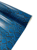 Snake Python Faux Leather Vinyl - Midnight Blue - 3D Snake Print Design Embossed Vinyl By Yard