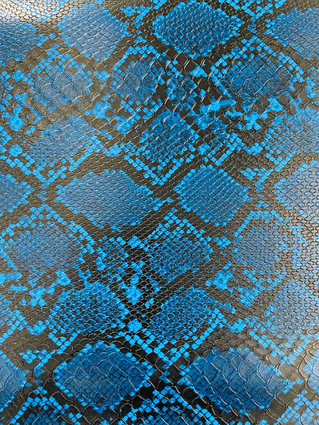 Snake Python Faux Leather Vinyl - Midnight Blue - 3D Snake Print Design Embossed Vinyl By Yard