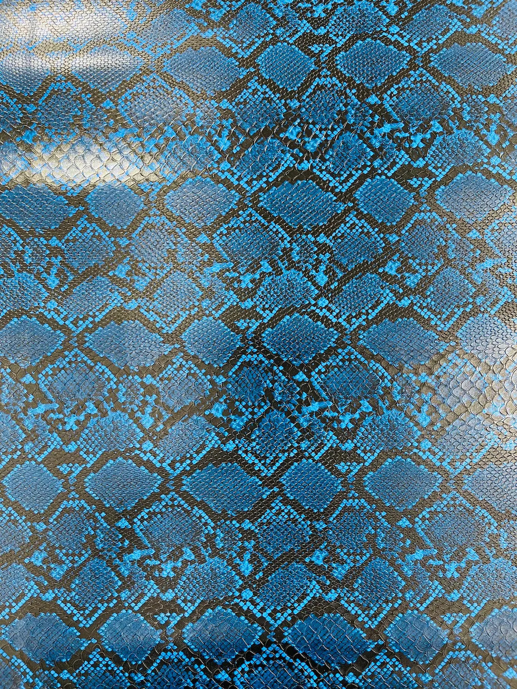 Snake Python Faux Leather Vinyl - Midnight Blue - 3D Snake Print Design Embossed Vinyl By Yard