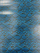 Snake Python Faux Leather Vinyl - Midnight Blue - 3D Snake Print Design Embossed Vinyl By Yard