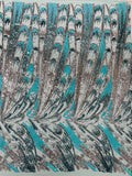 Multi-Color Sequins Design - Mint / Aqua / Silver - 4 Way Stretch Sequins Fabric By The Yard