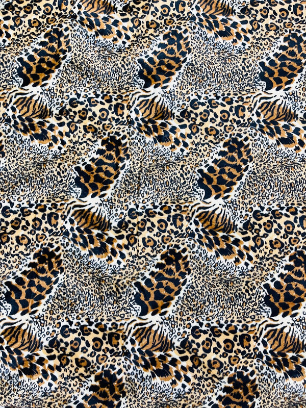 Mixed Animal Print Velboa Faux Fur Fabric - Animal Print Velboa Fabric Sold By The Yard