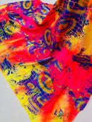 Crocodile Design Spandex Fabric - Multi-Color A - Animal Print 4 Way Metallic Fabric By Yard