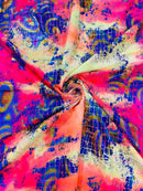 Crocodile Design Spandex Fabric - Multi-Color A - Animal Print 4 Way Metallic Fabric By Yard