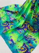 Crocodile Design Spandex Fabric - Multi-Color B - Animal Print 4 Way Metallic Fabric By Yard