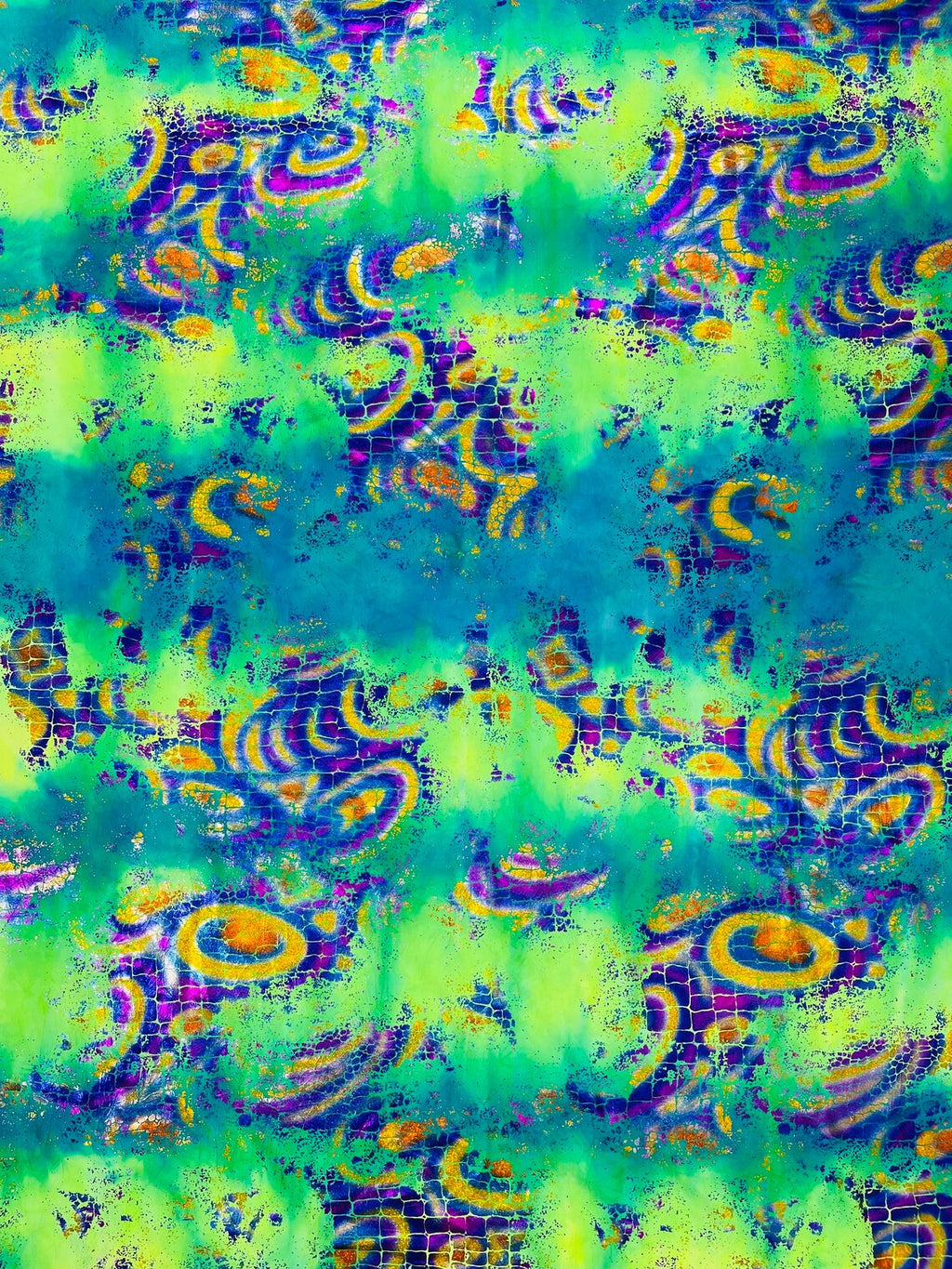 Crocodile Design Spandex Fabric - Multi-Color B - Animal Print 4 Way Metallic Fabric By Yard