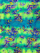 Crocodile Design Spandex Fabric - Multi-Color B - Animal Print 4 Way Metallic Fabric By Yard