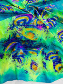 Crocodile Design Spandex Fabric - Multi-Color B - Animal Print 4 Way Metallic Fabric By Yard