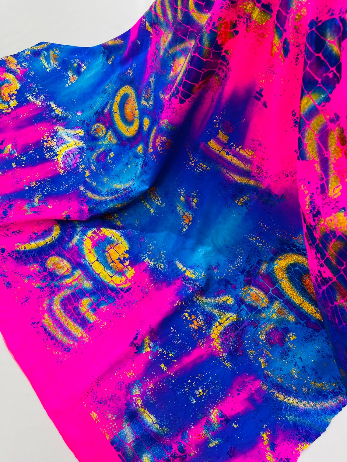 Crocodile Design Spandex Fabric - Multi-Color C - Animal Print 4 Way Metallic Fabric By Yard