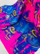 Crocodile Design Spandex Fabric - Multi-Color C - Animal Print 4 Way Metallic Fabric By Yard