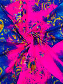 Crocodile Design Spandex Fabric - Multi-Color C - Animal Print 4 Way Metallic Fabric By Yard