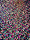 Multi-Color Sequins Mesh - Fuchsia/Turquoise/Silver - Shiny Sequins Design on Spandex Mesh Fabric By Yard