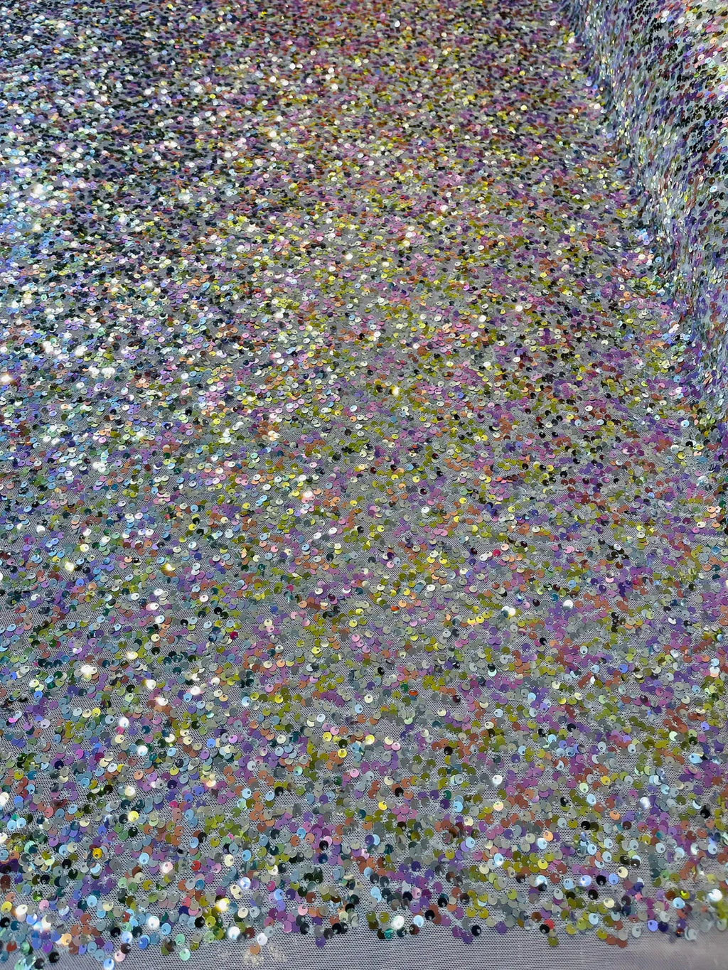 Multi-Color Sequins Mesh - Pink / Gold / Silver - Shiny Sequins Design on Spandex Mesh Fabric By Yard