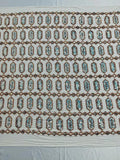 Fancy Gem Jewel Fabric - Multi-Color Gold - Geometric Stretch Sequins Design on Mesh By Yard