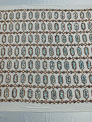 Fancy Gem Jewel Fabric - Multi-Color Gold - Geometric Stretch Sequins Design on Mesh By Yard