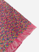 Stretch Velvet Sequins Fabric - Multi-Color on Pink - Velvet Sequins 2 Way Stretch 58/60” By Yard
