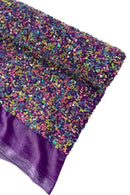 Stretch Velvet Sequins Fabric - Multi-Color on Purple - Velvet Sequins 2 Way Stretch 58/60” By Yard