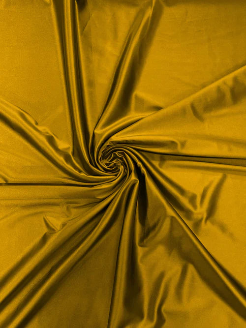 60" Heavy Shiny Satin Fabric - Mustard Yellow - Stretch Shiny Satin Fabric Sold By Yard