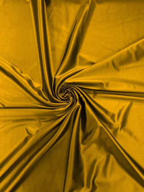 60" Heavy Shiny Satin Fabric - Mustard - Stretch Shiny Satin Fabric Sold By Yard