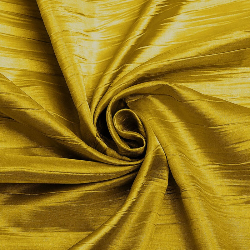 54" Crushed Taffeta Fabric - Mustard - Crushed Taffeta Creased Fabric Sold by The Yard