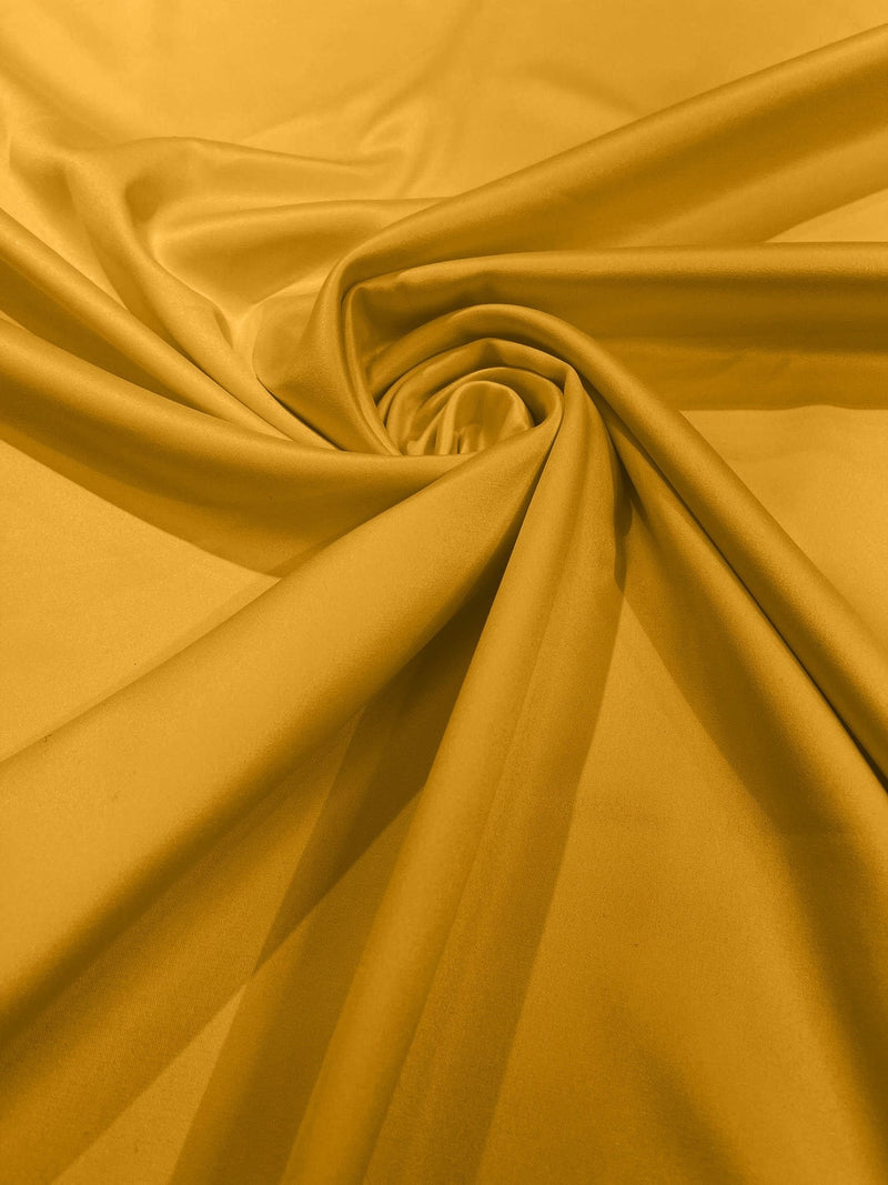 58/59" Satin Stretch Fabric Matte L'Amour - Mustard - Stretch Matte Satin Fabric By Yard