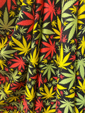 Leaf Plant Print Fabrics Red Green Yellow On Lycra Spandex Fabric Print Fabric Sold By Yard