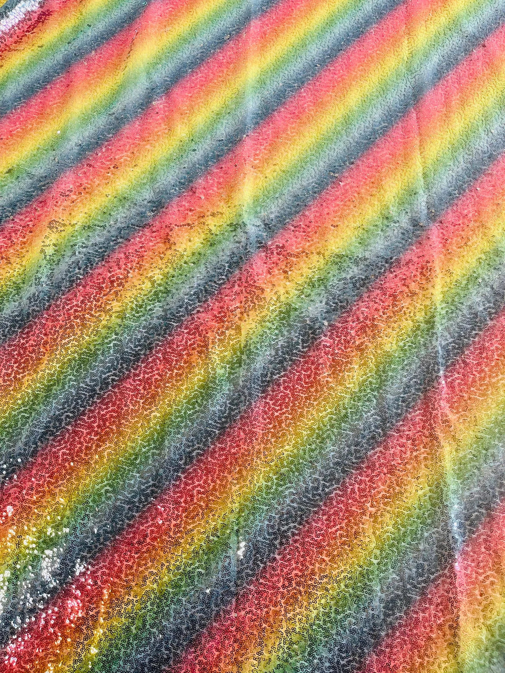 Mini Glitz Sequins - Multi-Color Rainbow (Diagonal Lines) - Shiny Sequins Mesh Fabric Sold By Yard