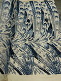 Multi-Color Sequins Design - Navy Blue / Silver - 4 Way Stretch Sequins Fabric By The Yard