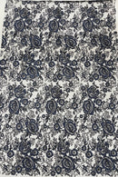 3D Rose Chunky Glitter Fabric - Navy Blue - Rose Floral Design Glitter on Tulle Fabric Sold by Yard