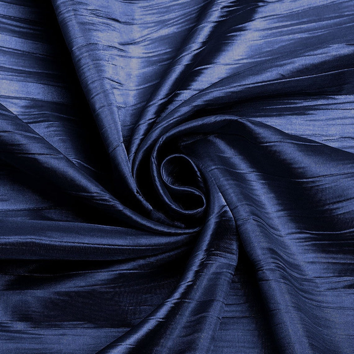 54" Crushed Taffeta Fabric - Navy Blue - Crushed Taffeta Creased Fabric Sold by The Yard