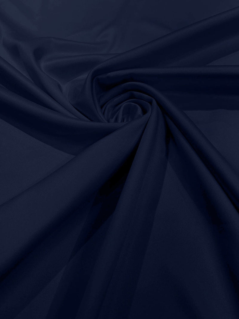 58/59" Satin Stretch Fabric Matte L'Amour - Navy Blue - Stretch Matte Satin Fabric Sold By Yard