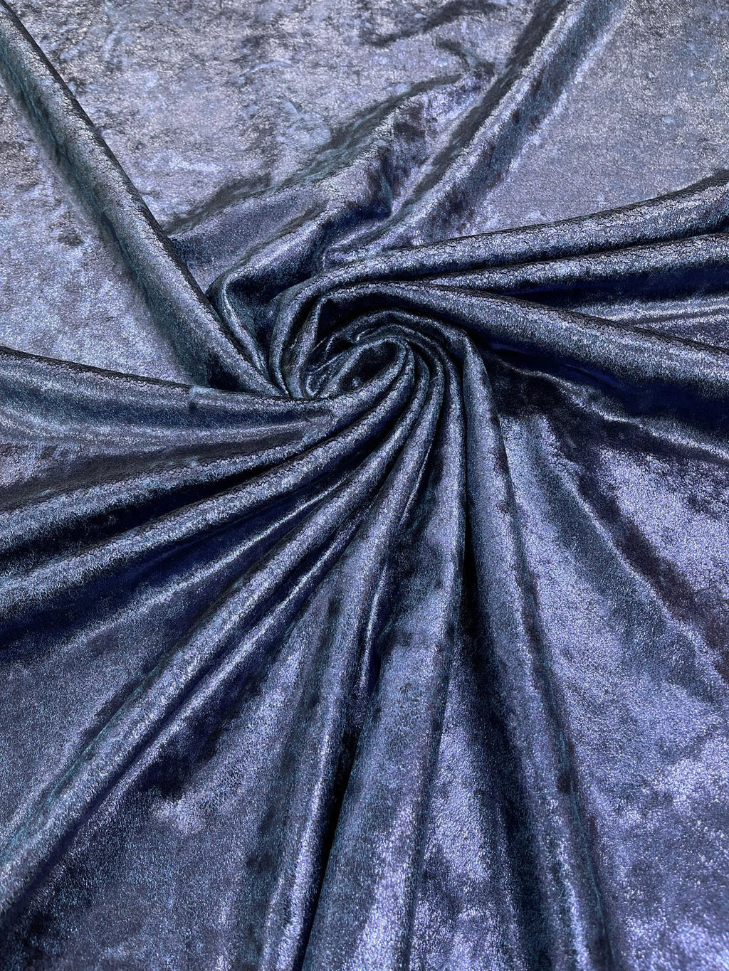 Foiled Stretch Velvet - Navy Blue - 4 Way Stretch Velvet Foil Fabric - 60'' Wide Sold By The Yard