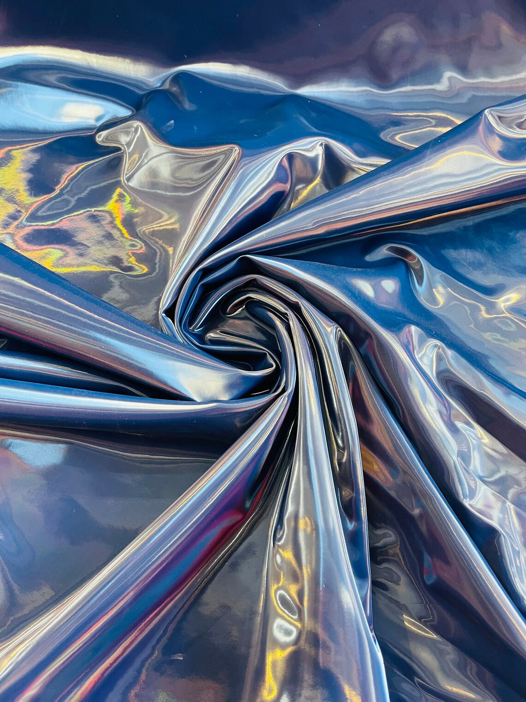 Latex Shiny Vinyl - Navy Blue - 4 Way Stretch Milliskin Vinyl Spandex Latex Fabric Sold by Yard