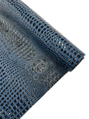 Gator Embossed Vinyl Leather Fabric - Navy Blue - Faux Gator Skin Vinyl Fabric Sold By Yard